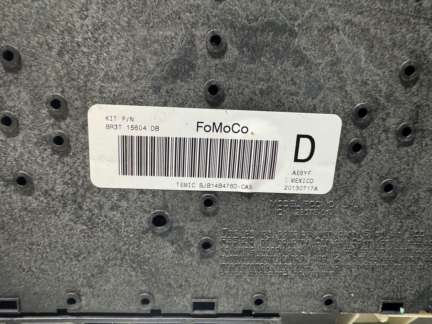 2014 FORD MUSTANG GT INTERIOR FUSE BOX BCM OEM BR3T-15604-DB #N421