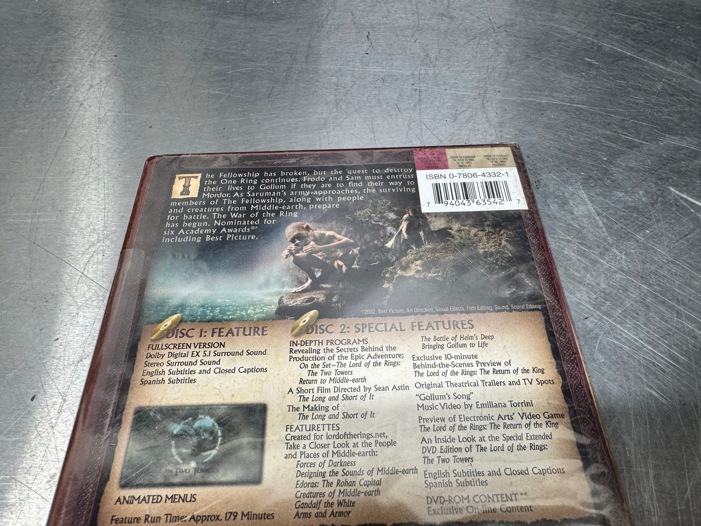 THE LORD OF THE RINGS THE TWO TOWERS 2 DISC SET NEW UNOPENED #L138