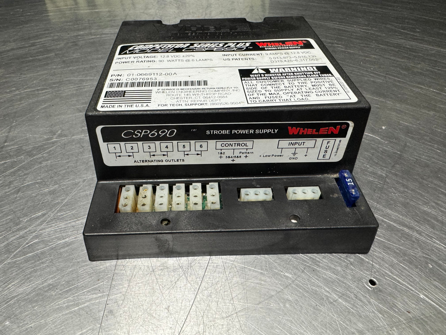 WHELEN COMPETITOR SERIES PLUS MODEL CSP690 STROBE POWER SUPPLY #N438
