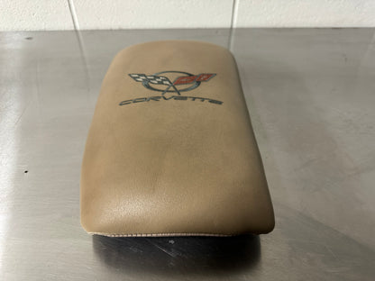 97-04 C5 CORVETTE CENTER CONSOLE ARM REST AFTERMARKET TAN EMBROIDERED USED #3