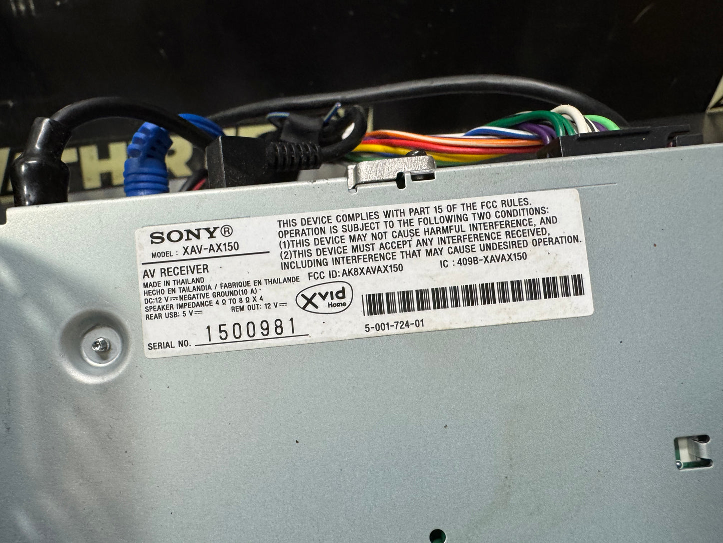 07-13 CHEVY SILVERADO SONY XAV-AX150 AFTERMARKET RADIO #N841