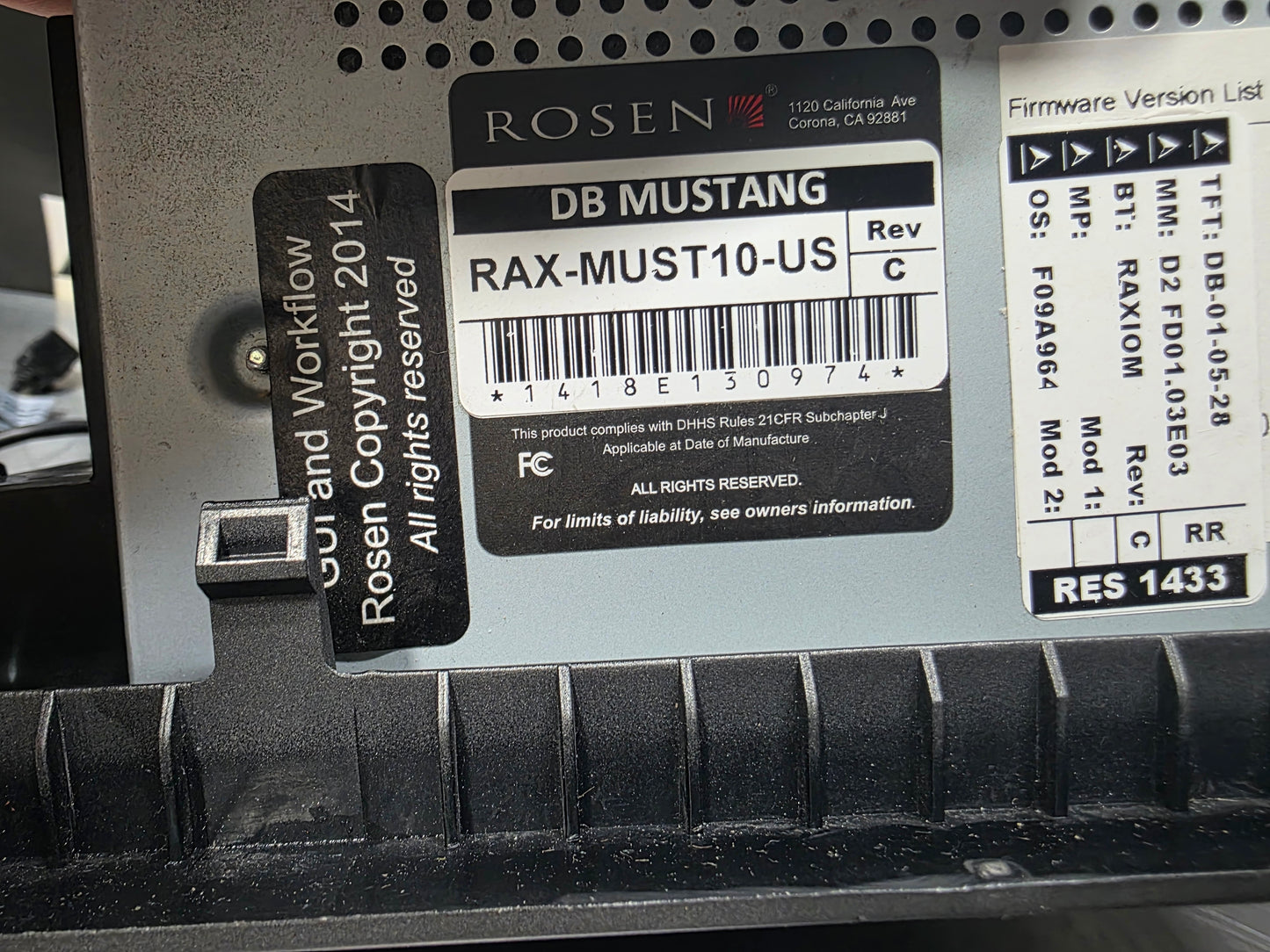 2010-2014 FORD MUSTANG ROSEN NAVIGATION DISPLAY SCREEN SYSTEM RAX-MUST10-US N827